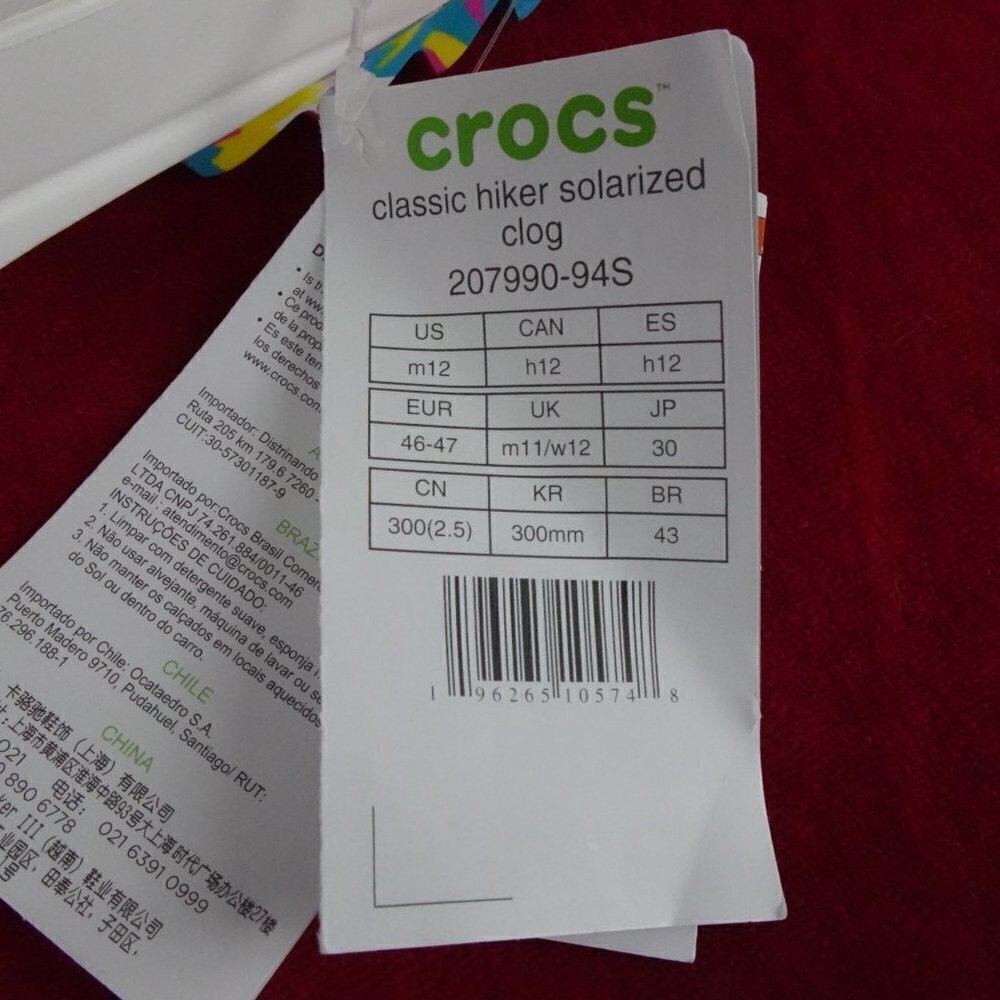 Crocs Classic Hiker Solarized Clog Women's Size 14 Men 12 Colorful Slip On - Picture 10 of 10